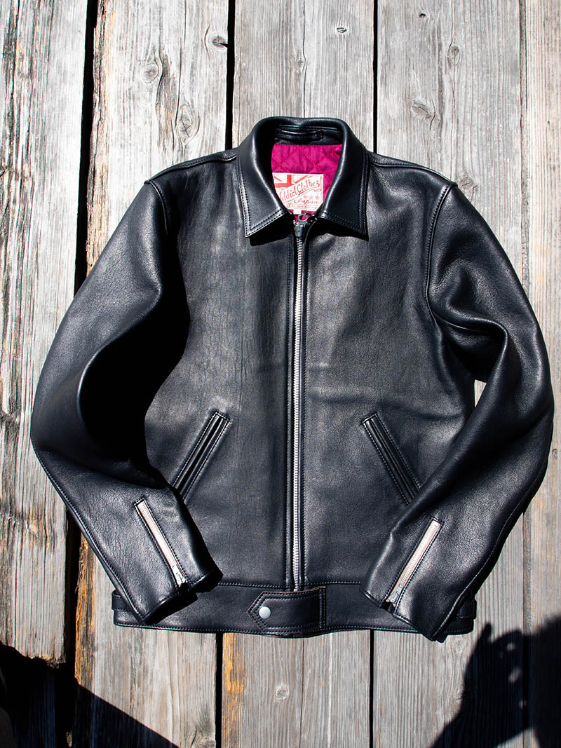 AD-01 SHEEPSKIN CENTER ZIP JACKET -Black-