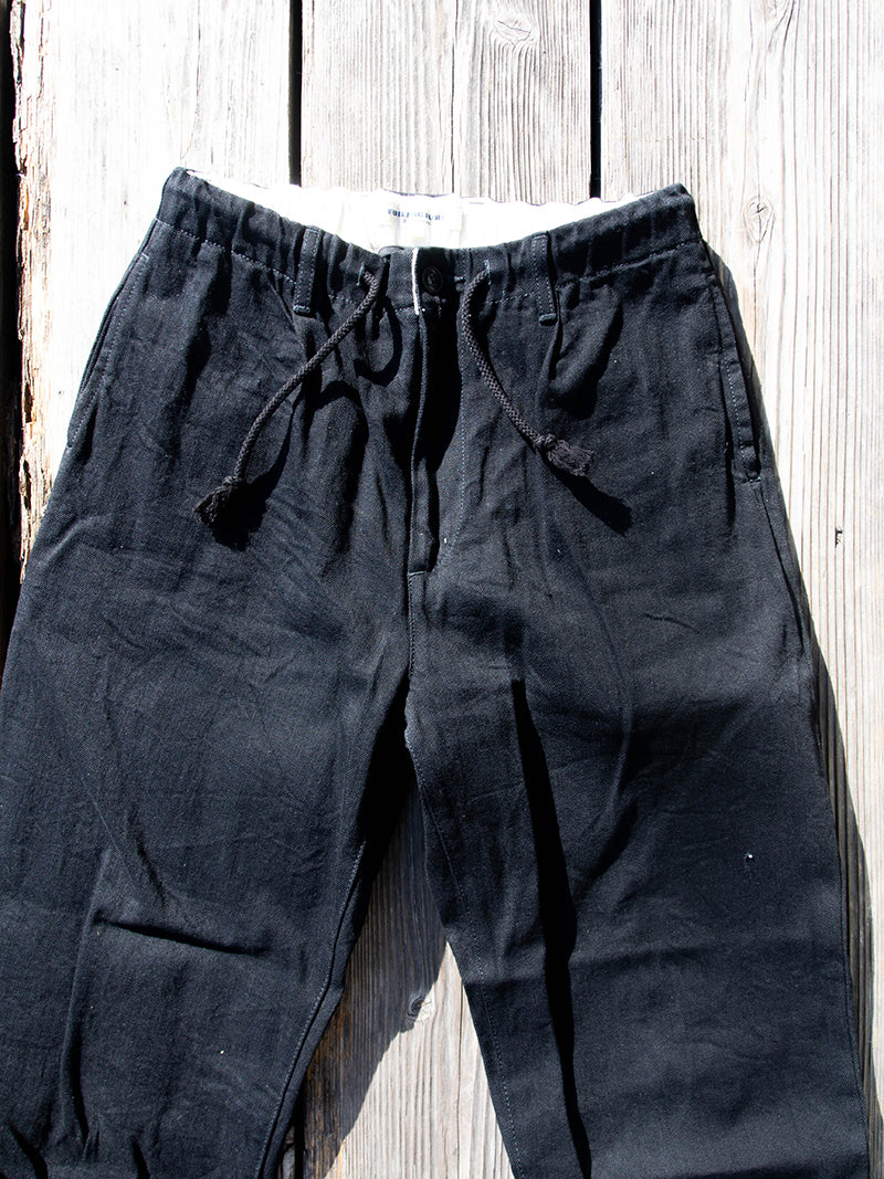 Denim Track Pants -Black-