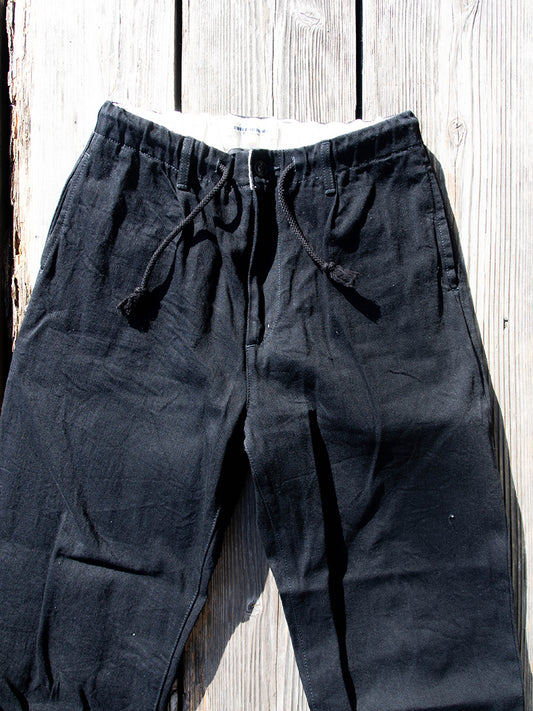 Denim Track Pants -Black-