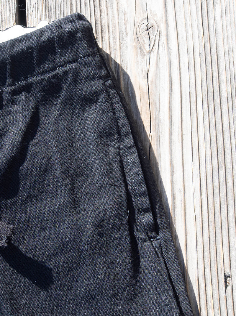 Denim Track Pants -Black-