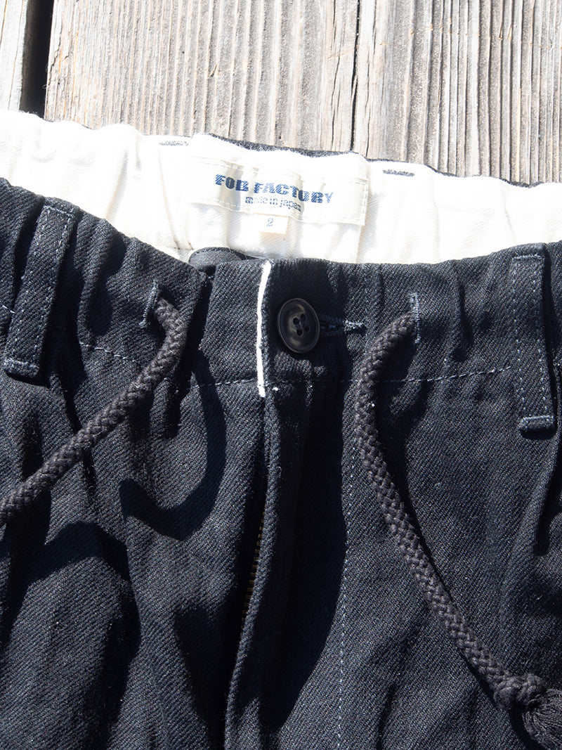 Denim Track Pants -Black-