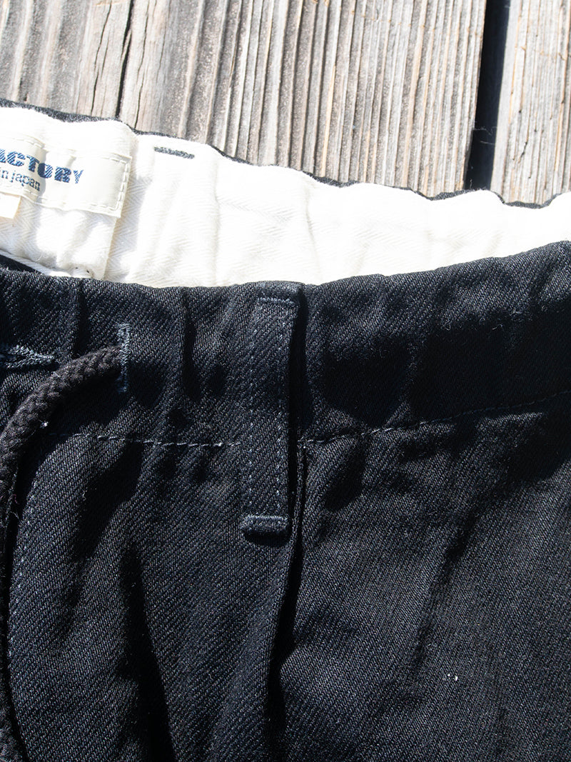 Denim Track Pants -Black-