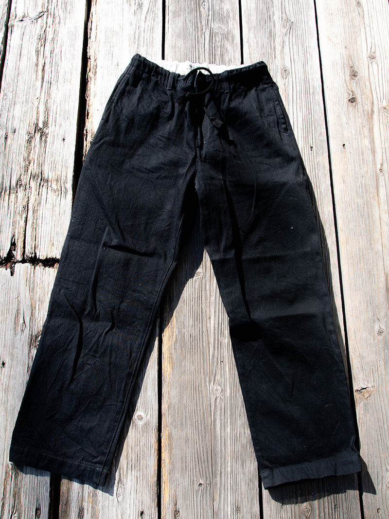 Denim Track Pants -Black-