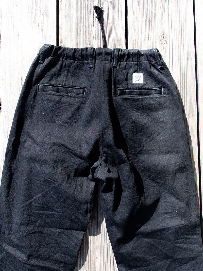 Denim Track Pants -Black-