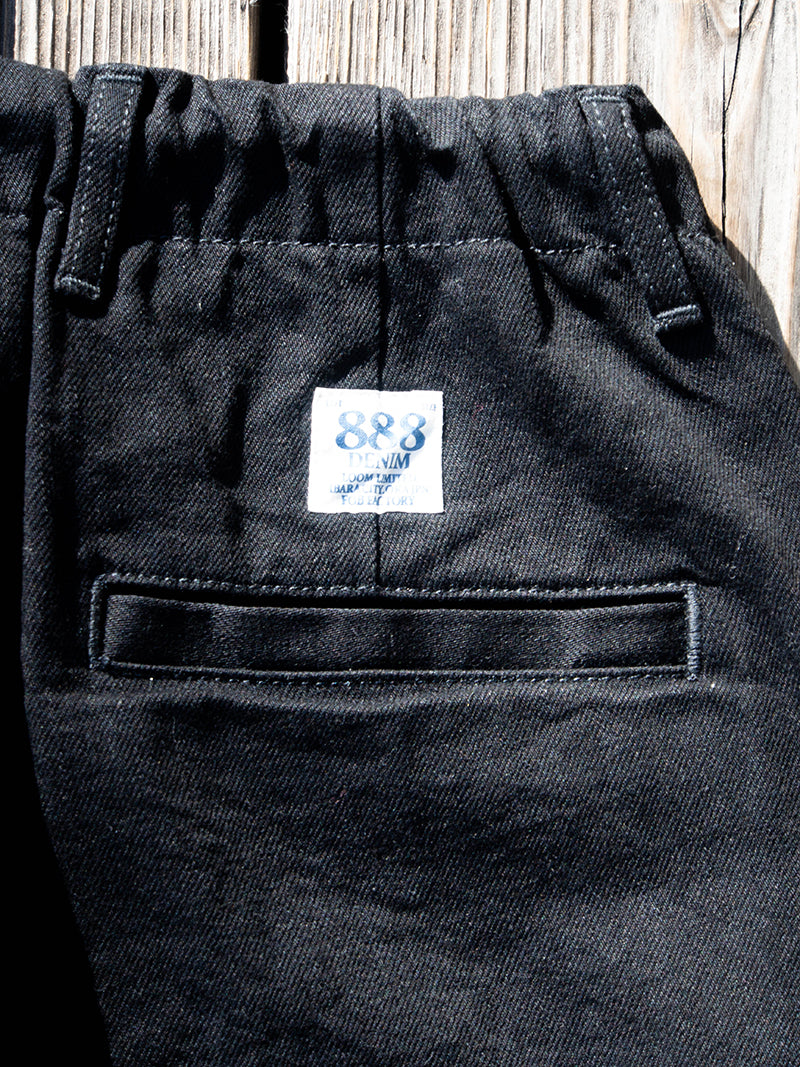 Denim Track Pants -Black-