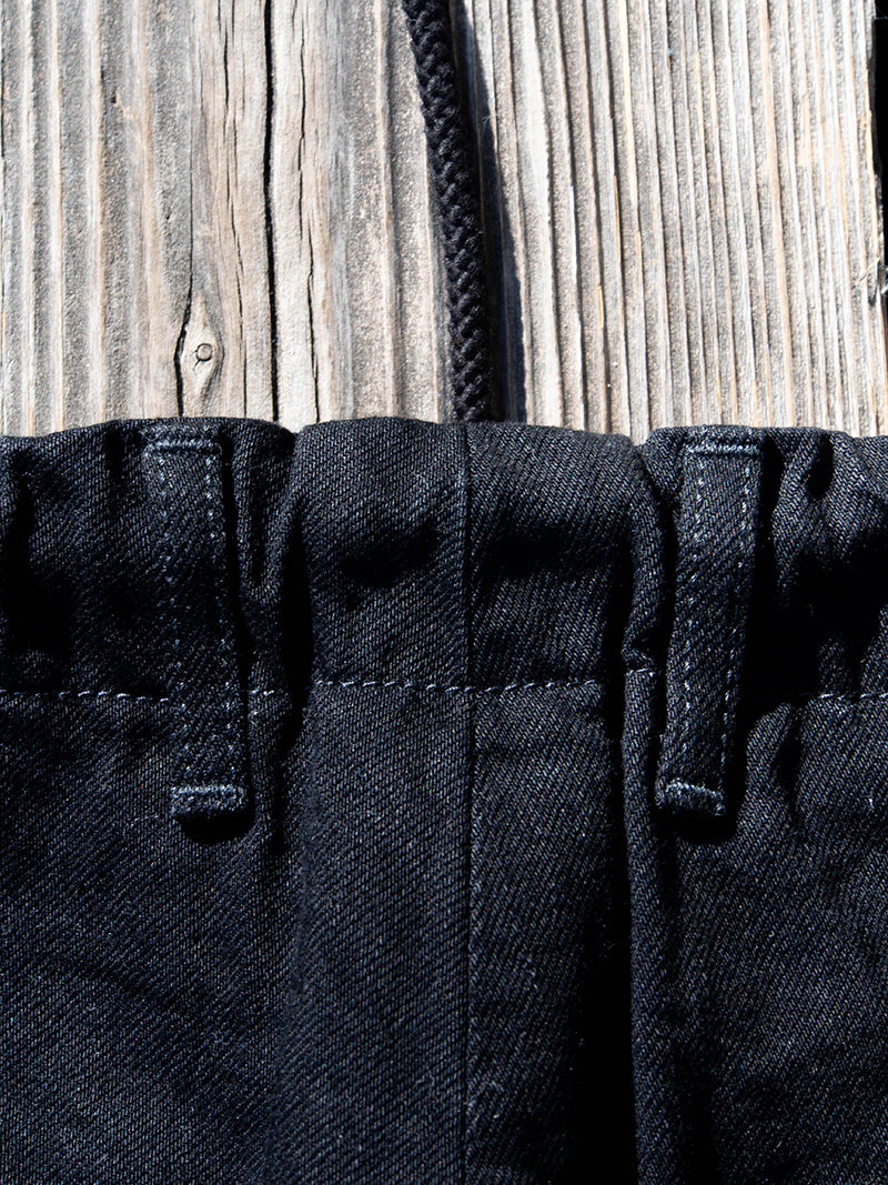 Denim Track Pants -Black-