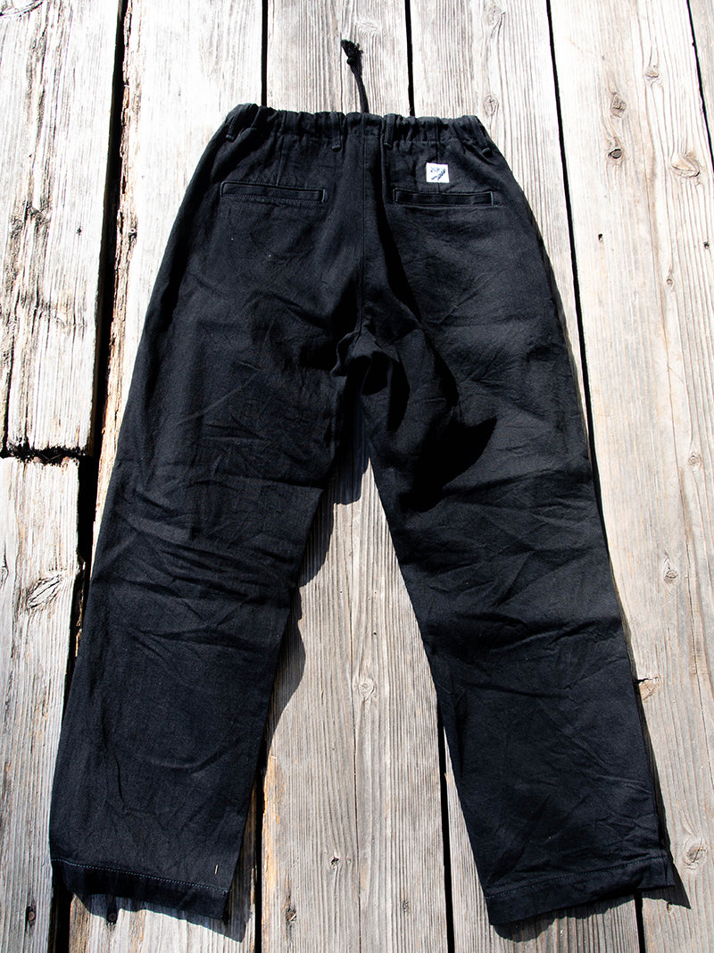 Denim Track Pants -Black-